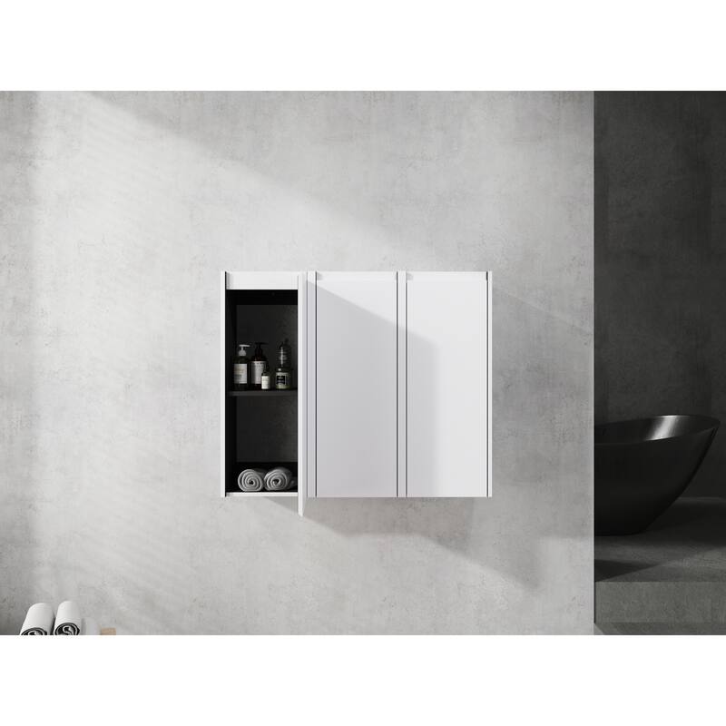12" Bathroom Side Cabinet, 3-Soft Close Doors, Float Mounting Design