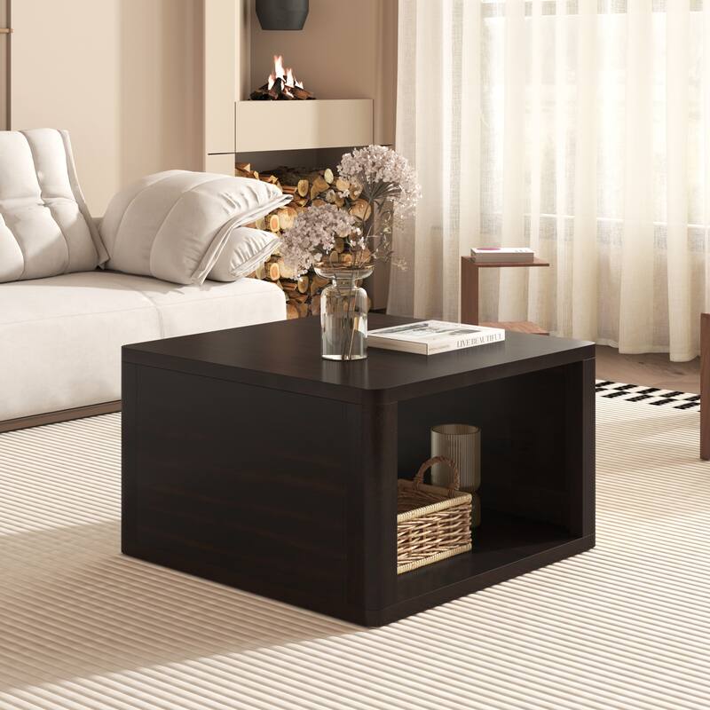 30.8" MDF Coffee Table with Half-Open Storage
