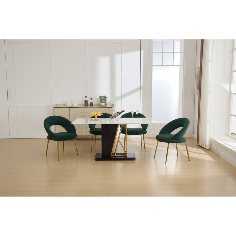 Teddy Fabric Kitchen Chair with Curved Backrest and Metal Legs for Kitchen