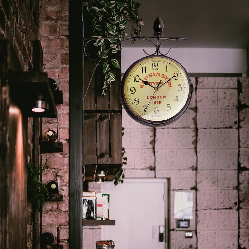 Dual Sided Mountable Clock Antique Station Clock