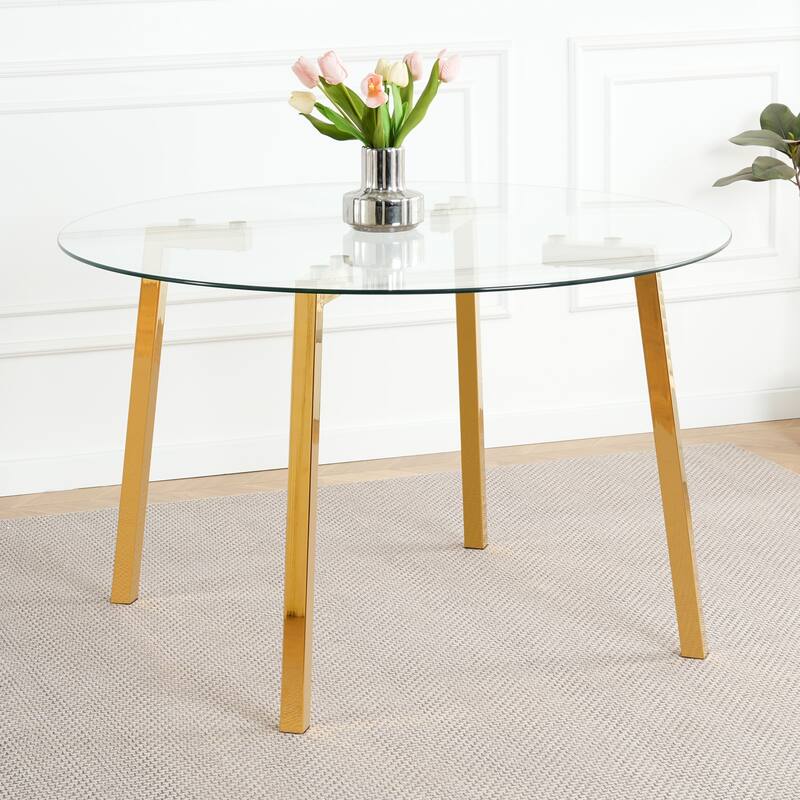 Modern Style Glass Circle Table, Elegant Transparent Design,Suitable For Restaurant Kitchens(Set of 7)