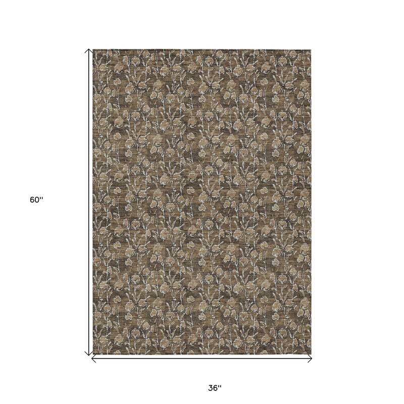 HomeRoots Floral Transitional Rectangle Outdoor Rug