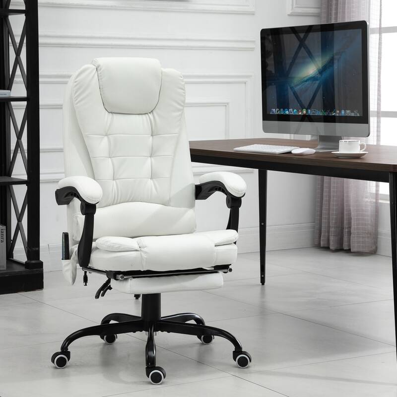 Vinsetto High Back Massage Office Chair with 7-Point Vibration Heating Reclining Back Adjustable Height w/ Headrest Footrest