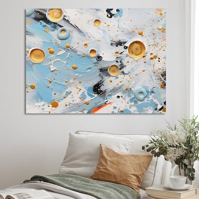 Designart "Teal White And Gold Abstract Fight I" Abstract Shapes Wall Art