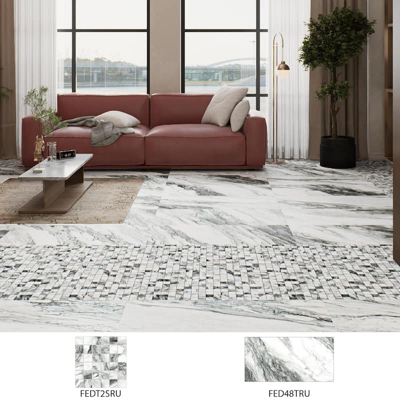Merola Tile Touche 2" Square Zebre 11-3/4" x 11-3/4" Porcelain Mosaic Floor and Wall Tile - (1 Tile)