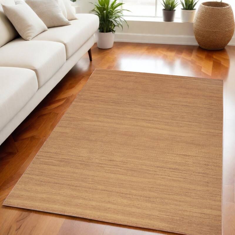 Gezas Power Loomed Abstract Modern Low Pile Area Rug By HomeRoots - 87' X '63' X '0.25 - 87' X '63' X '0.25 - Copper - Rectangle