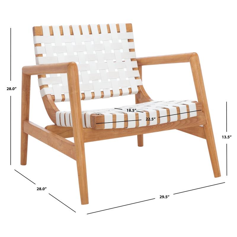 SAFAVIEH Vena Leather Woven Accent Chair - 30" W x 28" D x 28" H - 30Wx28Dx28H