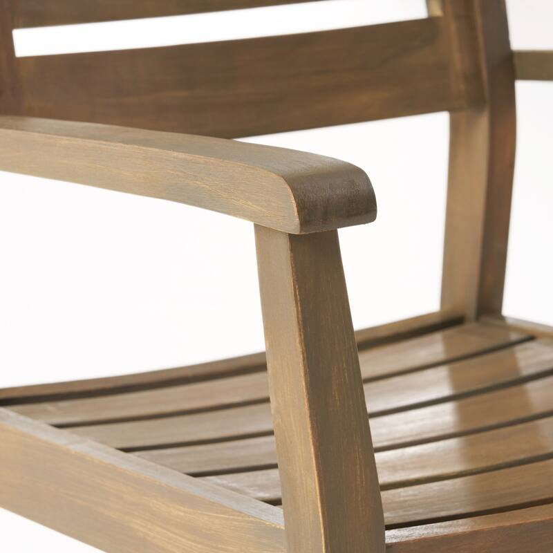 Roomfitters Stamford Set of 2 Acacia Wood Outdoor Dining Armchairs, Slatted Open-Back Design