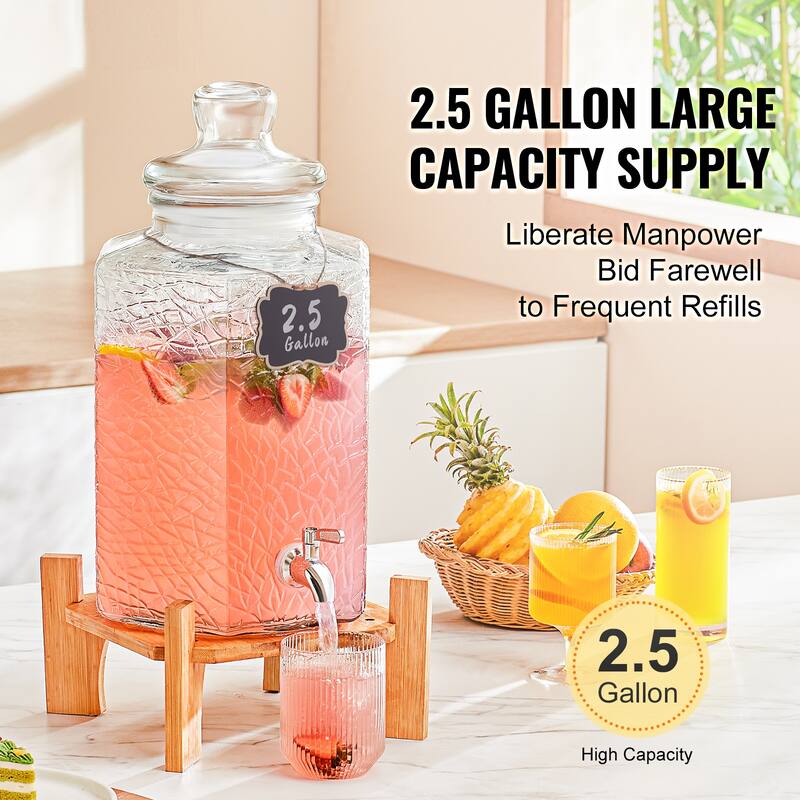 Beverage Dispenser with Spigot and Lid, Iced Tea Lemonade Juice Water Dispenser