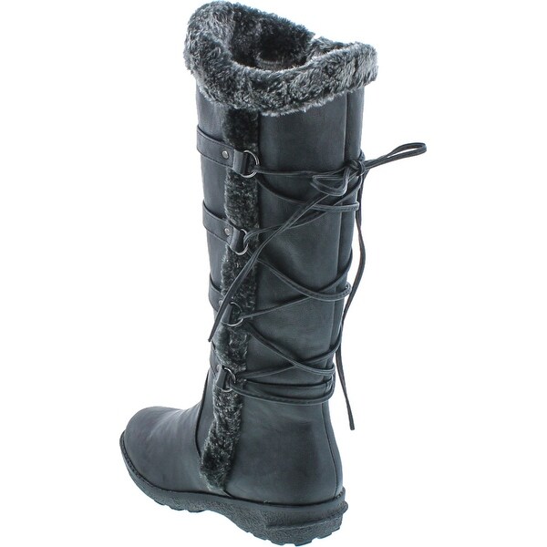 womens black lace up winter boots