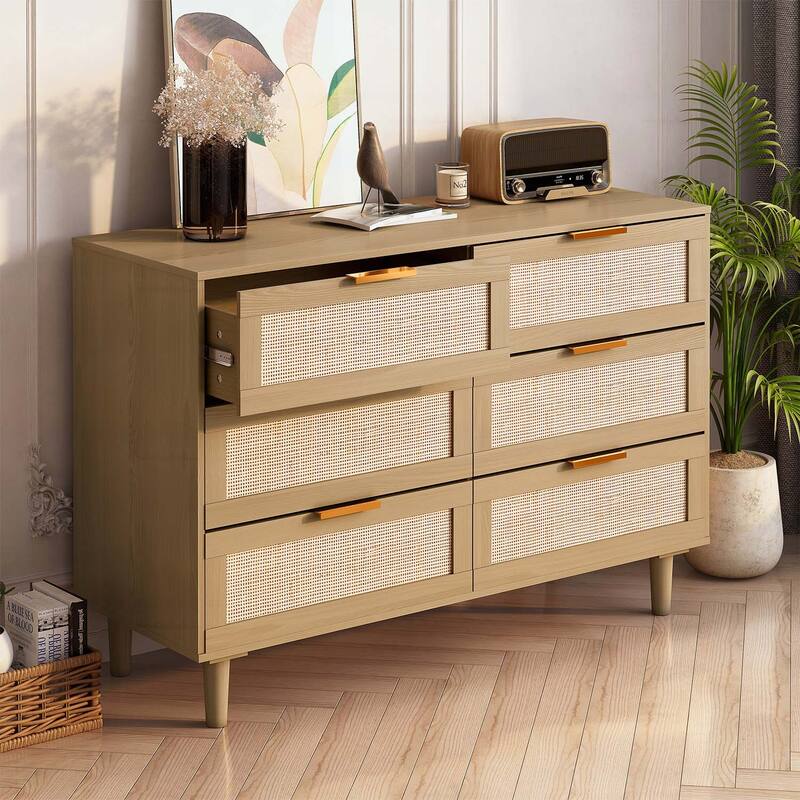 Modern 6 drawers Rattan dresser Rattan Drawer