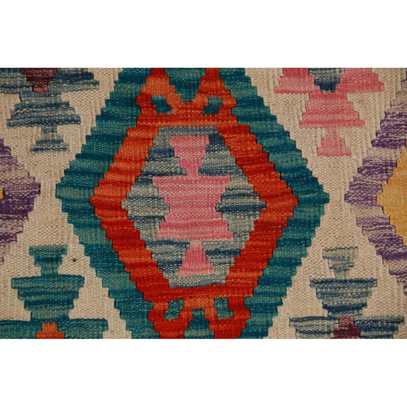 Geometric Kilim Oriental Large Rug Flatweave Bedroom Wool Carpet - 10'3"x 15'11"