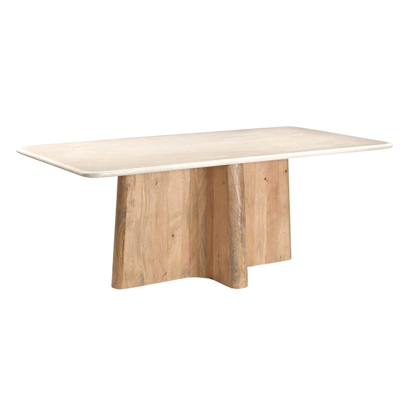 Harley Modern Cream Marble & Mango Wood Rectangular Dining Table