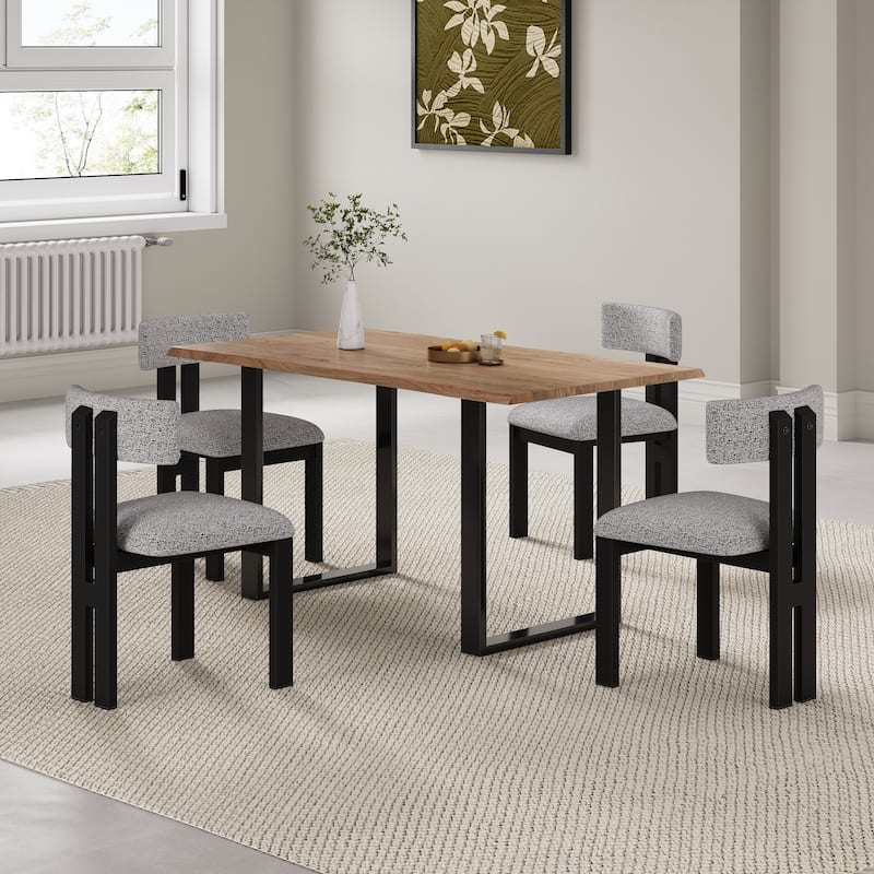 Christopher Knight Home Astura Upholstered Iron Frame Dining Chairs Set of 4 - Black + White