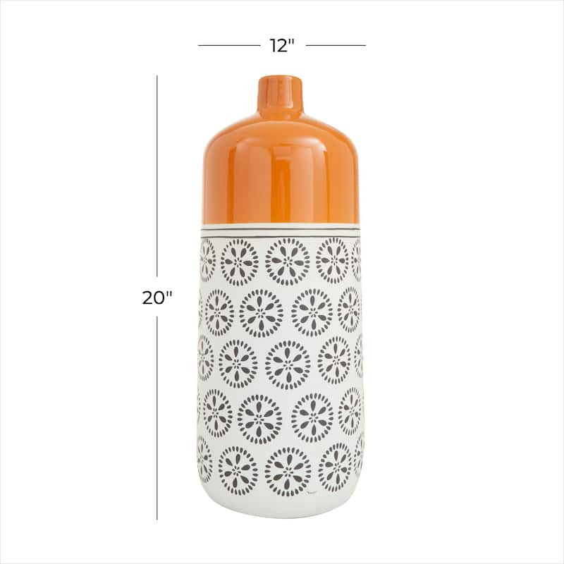 White Ceramic Floral Vase with Orange Tops