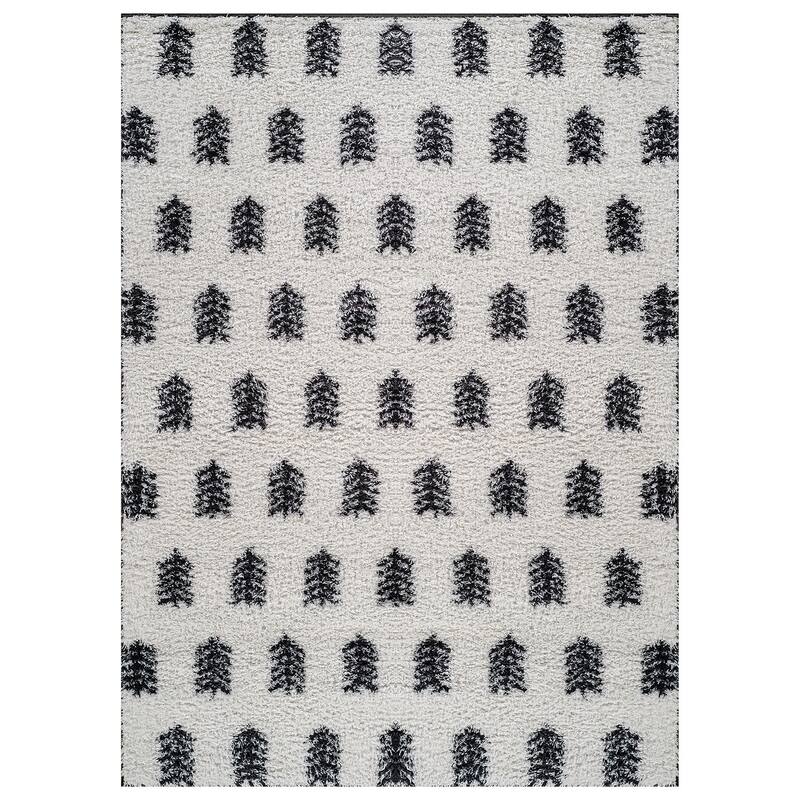 Scandinavian Arrow Shag Rug - Modern Look - Anthracite Dark Gray - Easy Maintenance