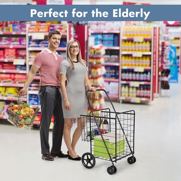 Shopping Cart Foldable Large-Capacity Supermarket Black  Convenient Helpful 