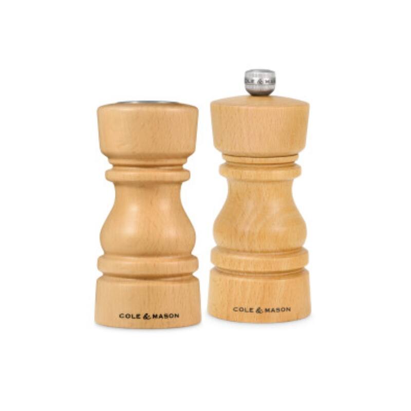 Cole & Mason London Natural Beech Salt Shaker & Pepper Mill Set 5"