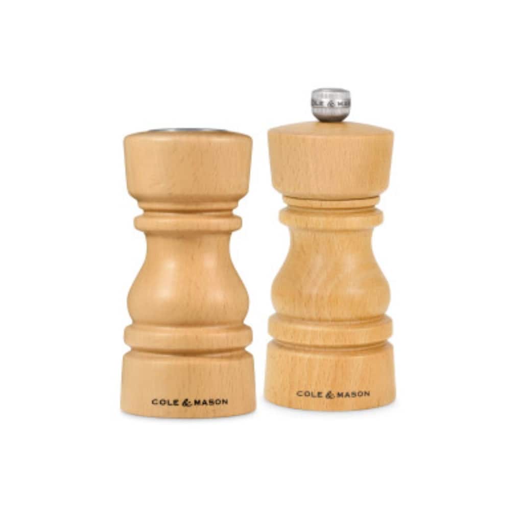 Cole & Mason London Natural Beech Salt Shaker & Pepper Mill Set 5"
