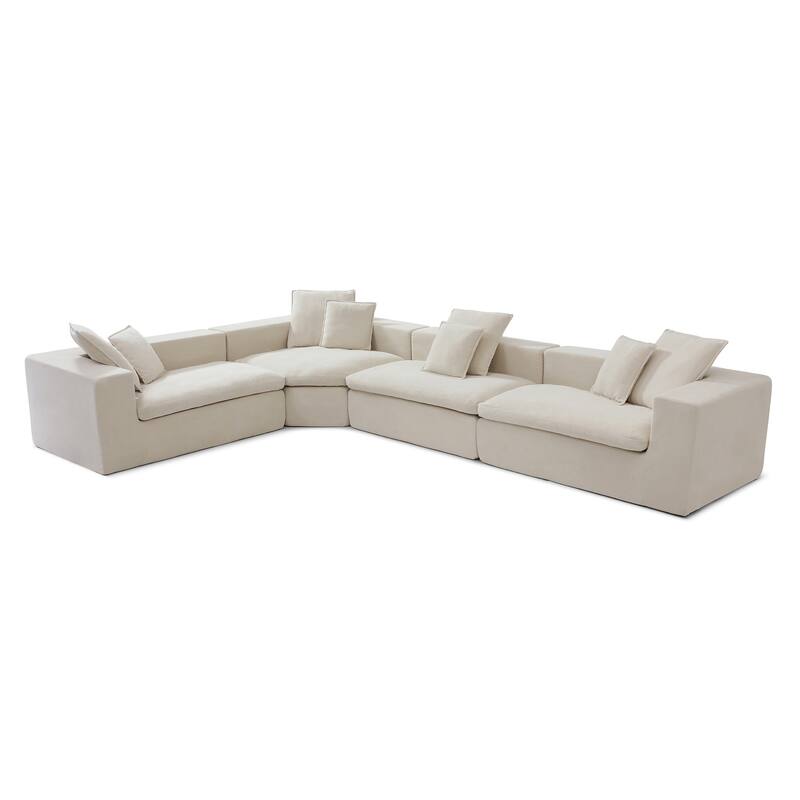 L-Shape Cloud Sectional Couch Oversized Modular Recliner Sofa Velvet Upholstered Sleeper Couches for Living Room Deep Seat Sofa