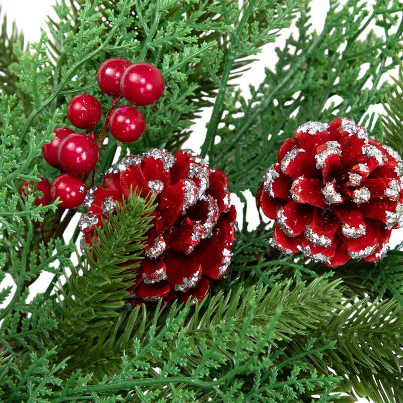 Real Touch™️ Wind River Fir with Glittered Pinecones Artificial Christmas Wreath - 24" - Unlit
