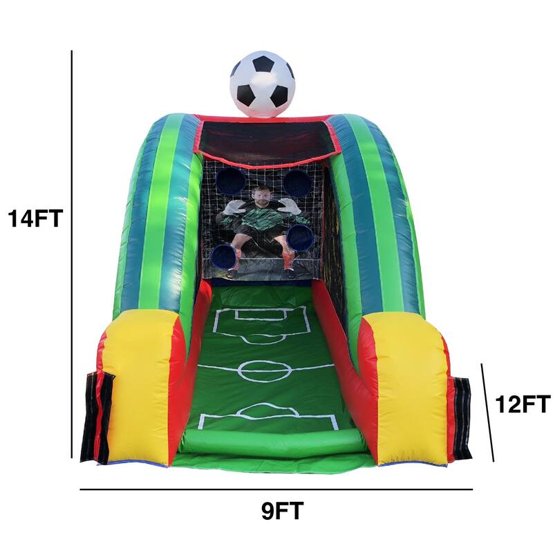 JumpOrange Soccer Target Game Inflatable for Kids and Adults (with Blower and Foam Ball) - 14'L x 9'W x 12'H
