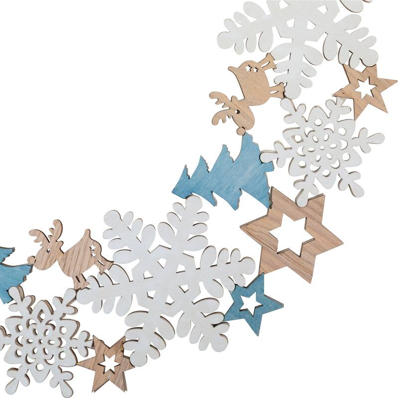 Snowflake Cut-Out Wooden Christmas Wreath - 15.75" - Unlit