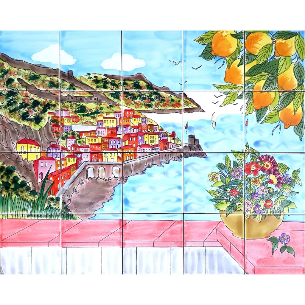 30x24 Amalfi Coast Italian Backsplash 20pcs Ceramic Tiles Wall Mural