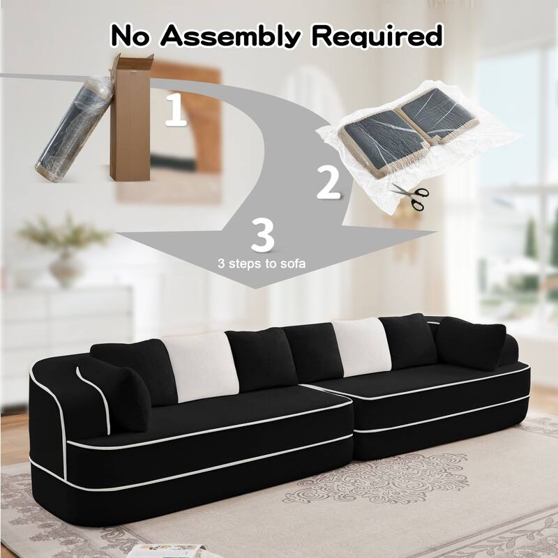 4-Seat Teddy Fabric No Assembly 32D High Density Sponge Boneless Sofa