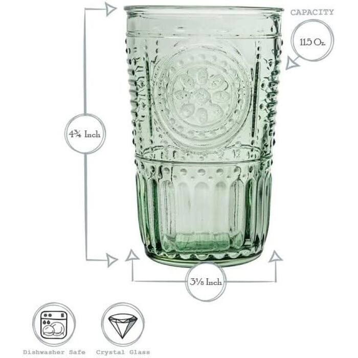 Bormioli Rocco Set of 6 Romantic Glass Victorian Tumblers