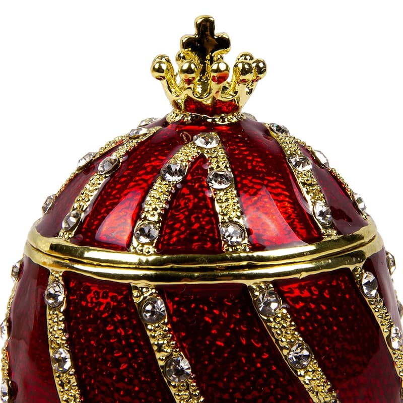 Imperial Faberge Winding with Crown Egg / Jewelry Box in Red (Small)