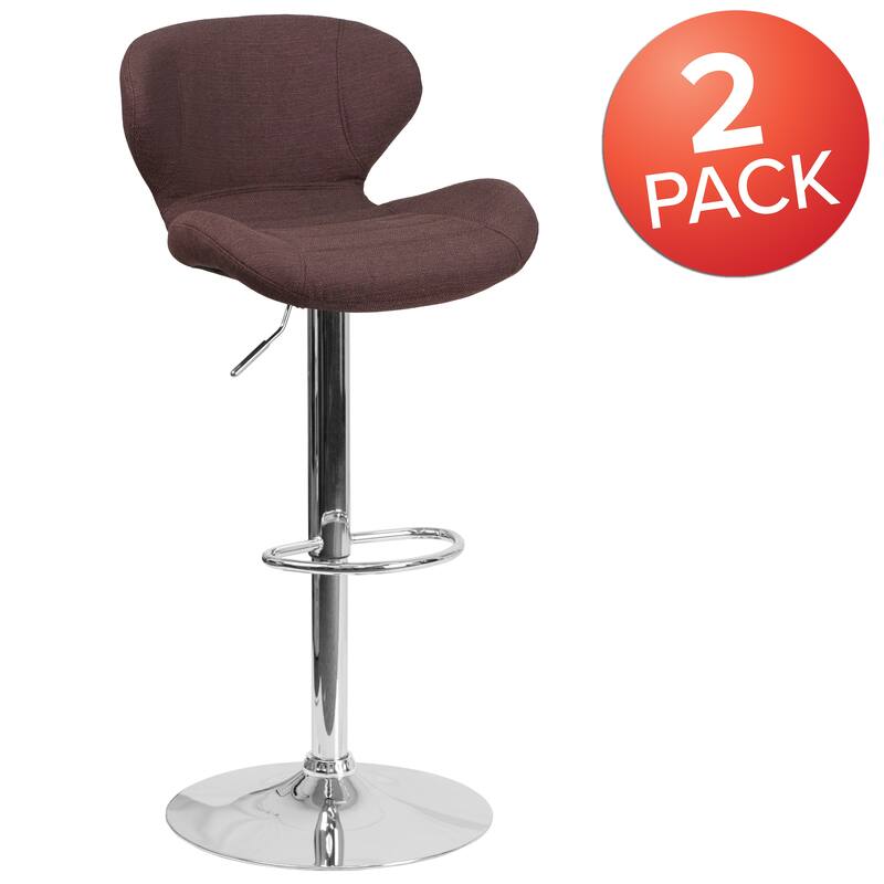 Modern Low-back Height-adjustable Chrome/Vinyl Barstools (Set of 2)