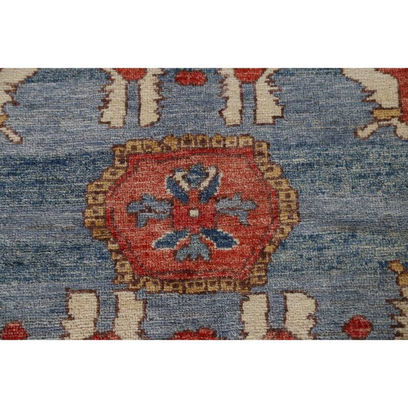 Hand Knotted Oriental 100% Wool Carpet Traditional Medallion Beige & Ivories Heriz (serapi) Area Rug - 11' 10'' X 9' 2''