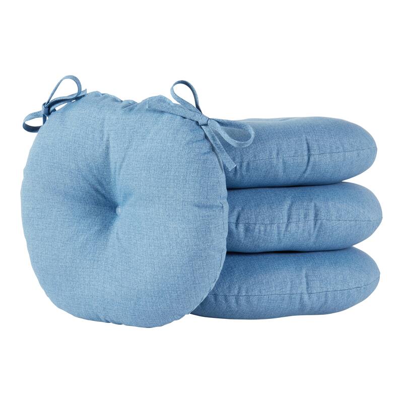 Denim 15-inch Round Outdoor Bistro Chair Cushions (Set of 4)