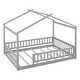 preview thumbnail 3 of 7, Gray Full Size Wood Bed House Bed Frame with Fence for Kids
