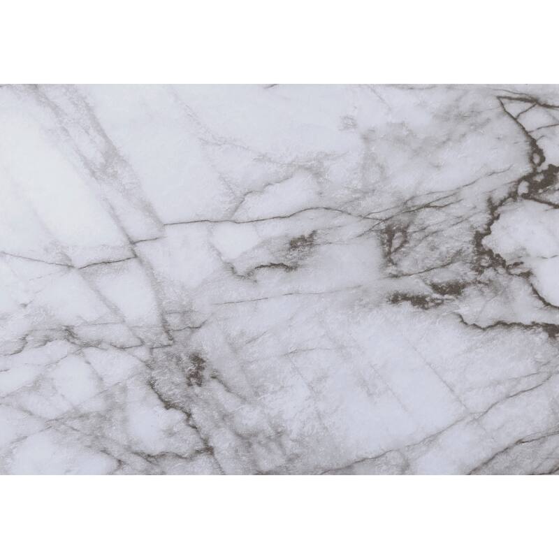 Computer Desk, Home Office, Laptop, Storage Shelves, 48"l, Work, White Marble Look Laminate, Black Metal, Contemporary