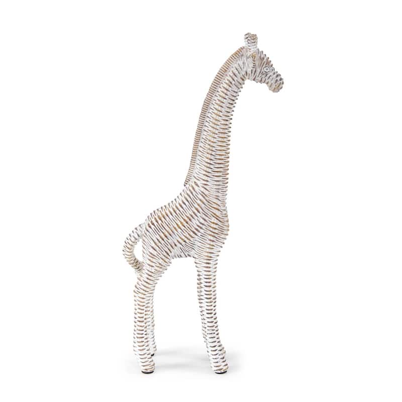 Allan Andrews White Resin African Giraffe Sculpture with Rattan Pattern - 13.25"H