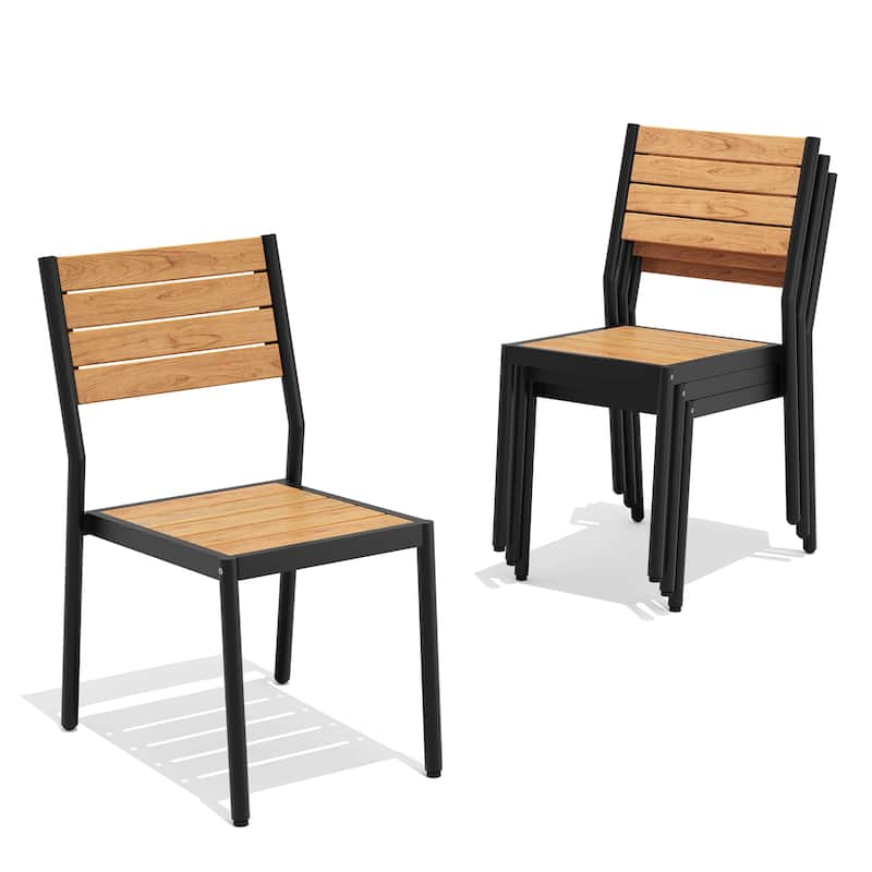 Pellebant Outdoor Patio Aluminum Stackable Dining Chairs - 19.4in D x 15.7in W x 33.9in H