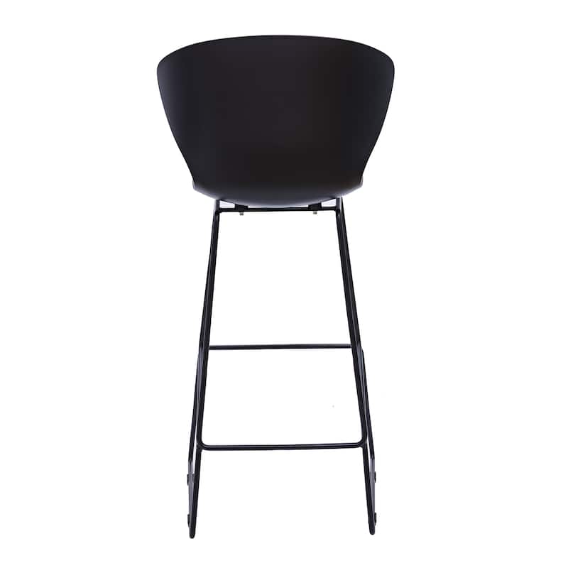 HomeRoots Set of Two 30" Black Heavy Duty Plastic and Metal Low Back Bar Height Bar Chairs