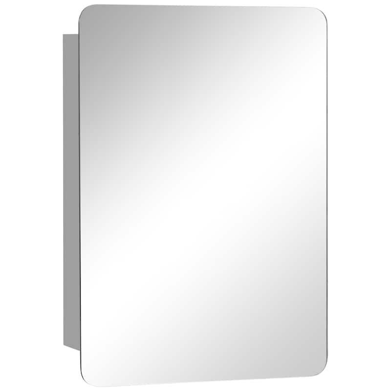 kleankin 18'' x 26''/46cm x 66cm Wall Mount Bathroom Medicine Cabinet Mirror Sliding Door with 3-Tier Storage Shelf