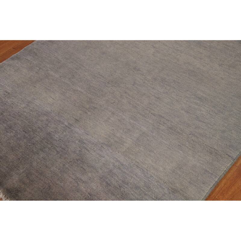 Gray Gabbeh Modern Rug Hand-Knotted Wool Carpet - 3'10"x 5'10"
