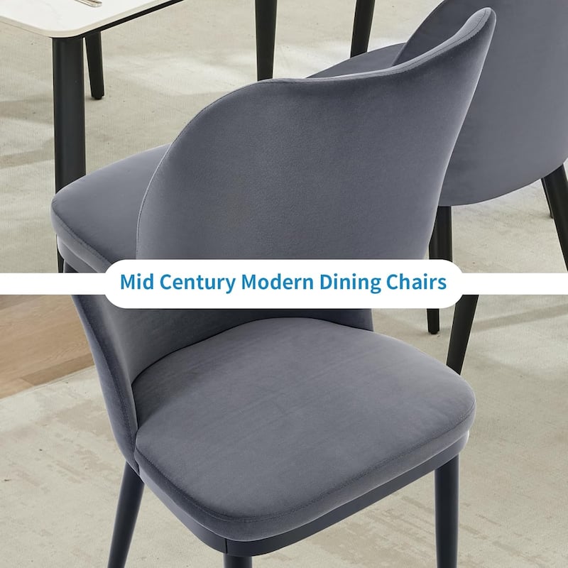 Upholstered Fabric Dining Room Side Chairs, Chair for Dining Room with Padded Seat and Wood Legs