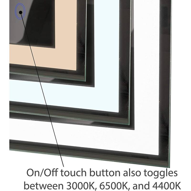 Edison Oval LED Tri-Color Mirror with Touch On/OFF Dimmer & Anti-Fog Function - Clear - 30x42