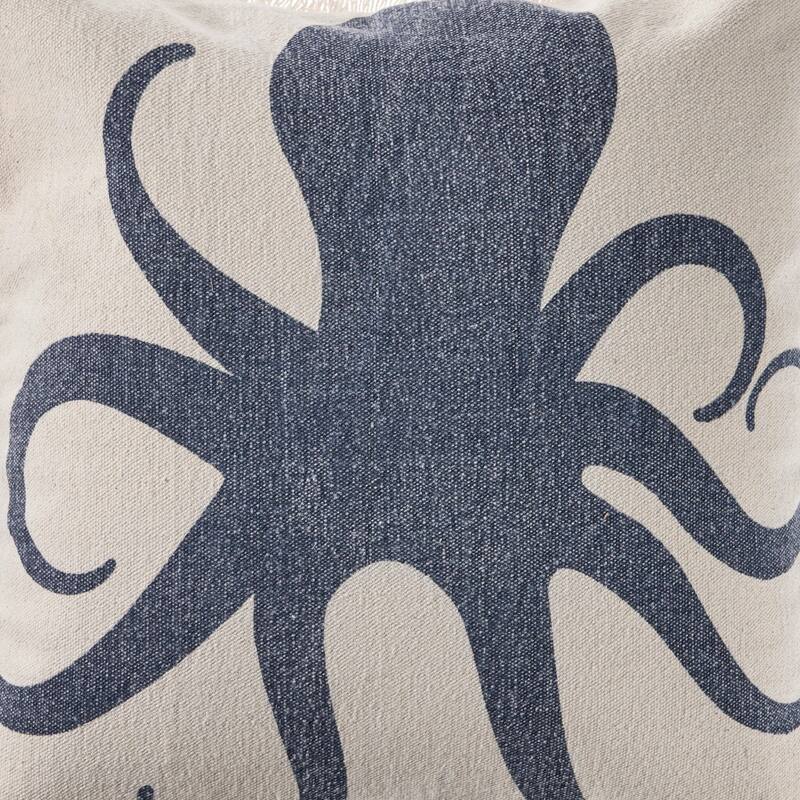 Porch & Den Cobre Octopus Fringe Coastal Throw Pillow