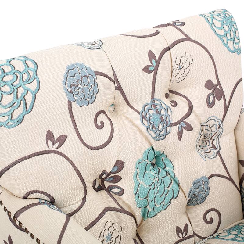 White+Blue 28" Button Tufted Club Chair