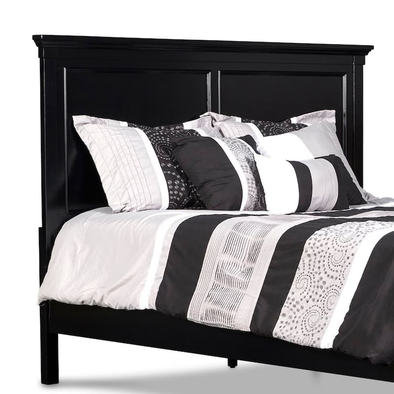 Umi Twin Size Bed, Classic Panel Design with Molded Details, Black Wood
