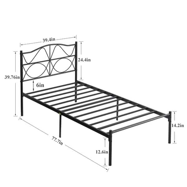 dimension image slide 0 of 3, VECELO Kids Bed Frame, Twin Size Bed Set of 2