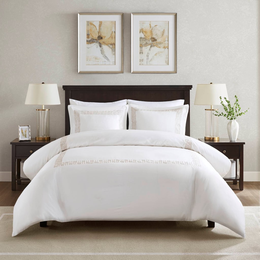 Harbor House Nile 3 Piece Cotton Sateen with Embroidery Duvet Set