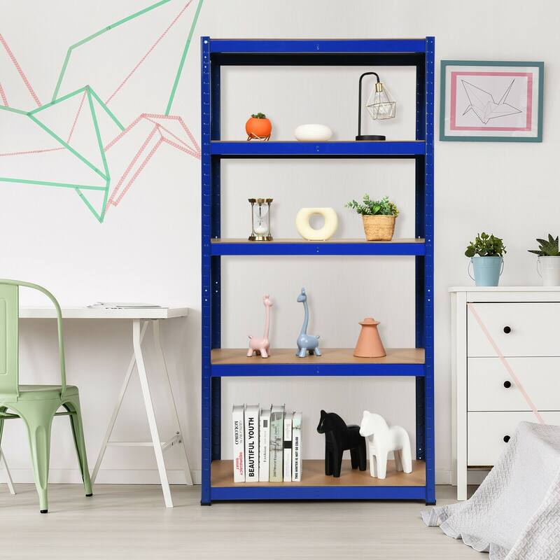 Set of 2 Navy 5-Tier Adjustable Storage Shelf Rack Heavy Duty Garage Utility Room Organizer - 36" x 16" x 72" (L x W x H)