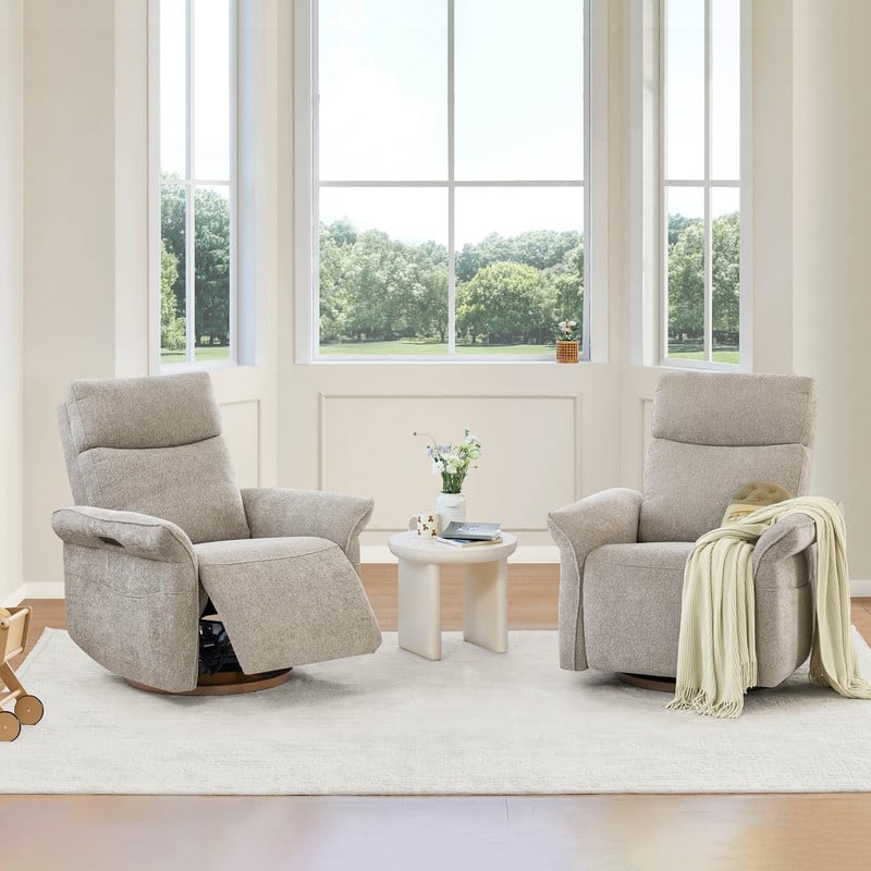 Spruce & Spring Power Swivel Recliner Chair Triple-Motor Nursery Glider